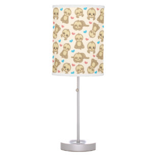 Pattern Of Sloths, Cute Sloths, Hearts Table Lamp