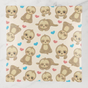 Pattern Of Sloths, Cute Sloths, Hearts Trinket Tray