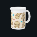 Pattern Of Sloths, Cute Sloths, Hearts, Your Name Beverage Pitcher<br><div class="desc">Cute,  fun and adorable pattern with sloths and hearts. Modern and trendy gift,  perfect for the sloth lover in your life. Personalize by adding your name,  nickname,  monogram or initials.</div>