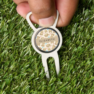 Pattern Of Sloths, Cute Sloths, Hearts, Your Name Divot Tool