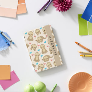Pattern Of Sloths, Cute Sloths, Hearts, Your Name iPad Mini Cover