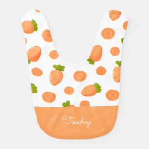 Pattern of small carrots and slices baby bib