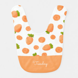 Pattern of small carrots and slices baby bib