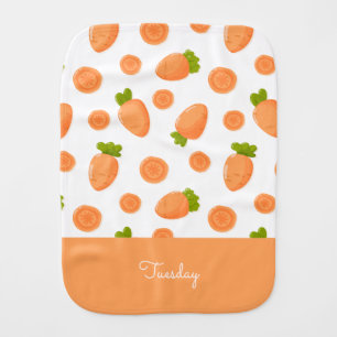Pattern of small carrots and slices baby burp cloth