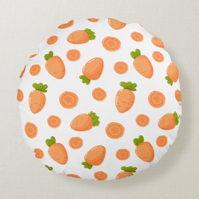 Pattern of small carrots and slices round pillow (Front)