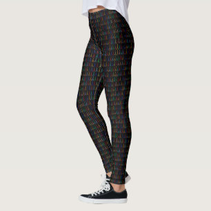 Pattern of small & colorful Eiffel Towers on black Leggings