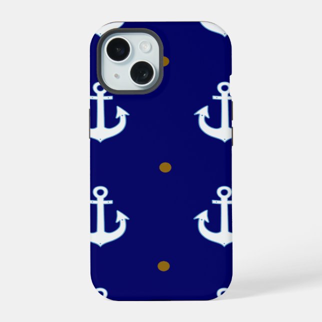 pattern of small white anchors iphone case (Back)