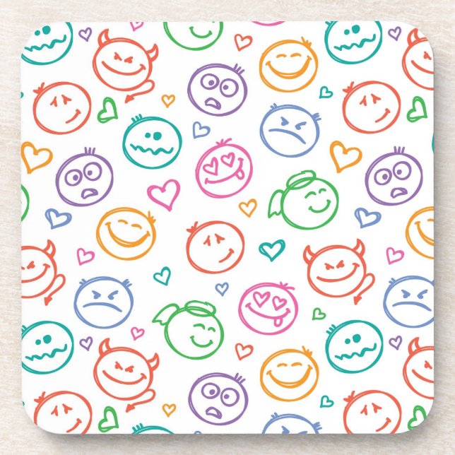 pattern of smiles beverage coaster (Front)