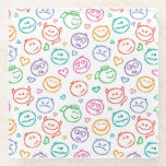 pattern of smiles glass coaster