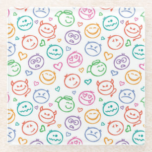 pattern of smiles glass coaster