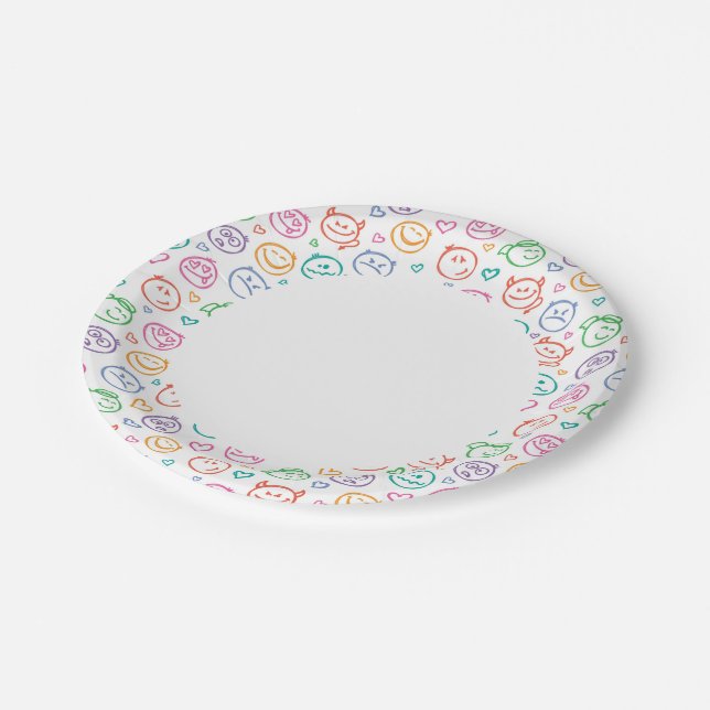 pattern of smiles paper plates (Angled)