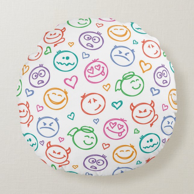pattern of smiles round pillow (Front)