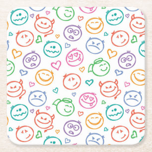 pattern of smiles square paper coaster