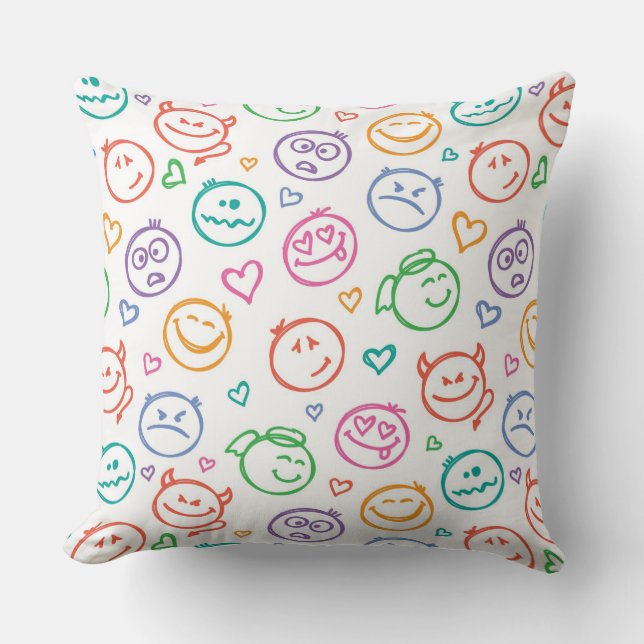 pattern of smiles throw pillow (Front)
