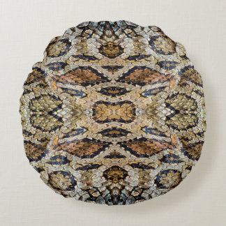 pattern of snake skin. Vintage animal print Round Pillow