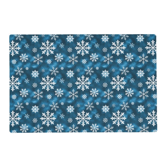 Pattern Of Snowflakes On Blue Cool Winter Placemat (Front)