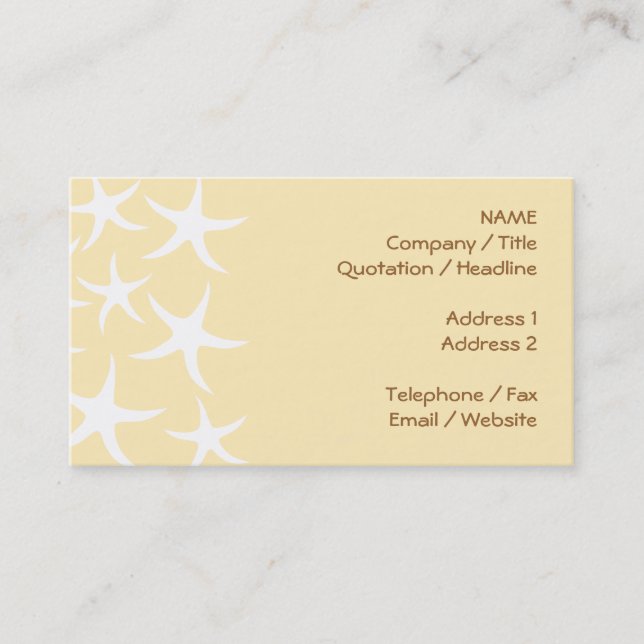 Pattern of Starfish in White and Yellow. Business Card (Front)