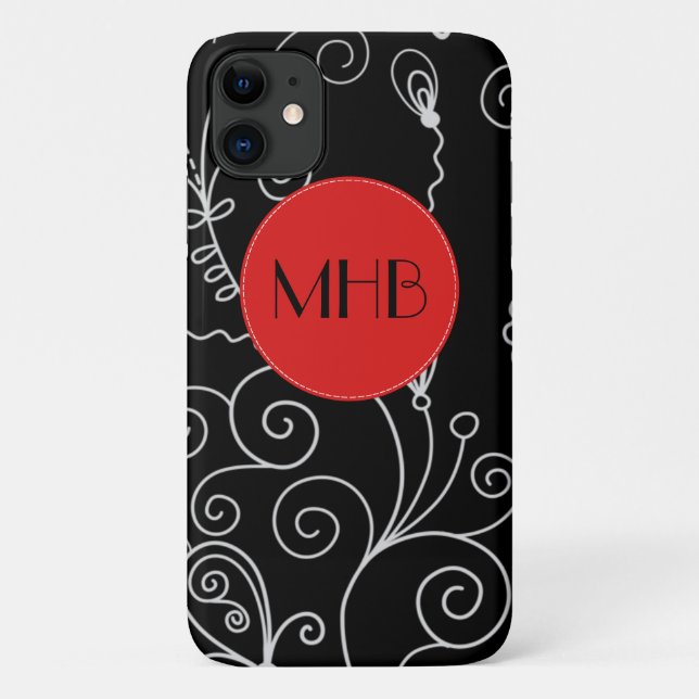 Pattern Of Swirls, Black and White, Monogram Case-Mate iPhone Case (Back)