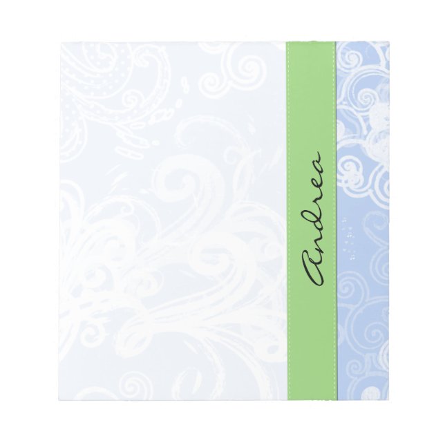 Pattern Of Swirls, Swirl Pattern, Blue, Your Name Notepad (Front)