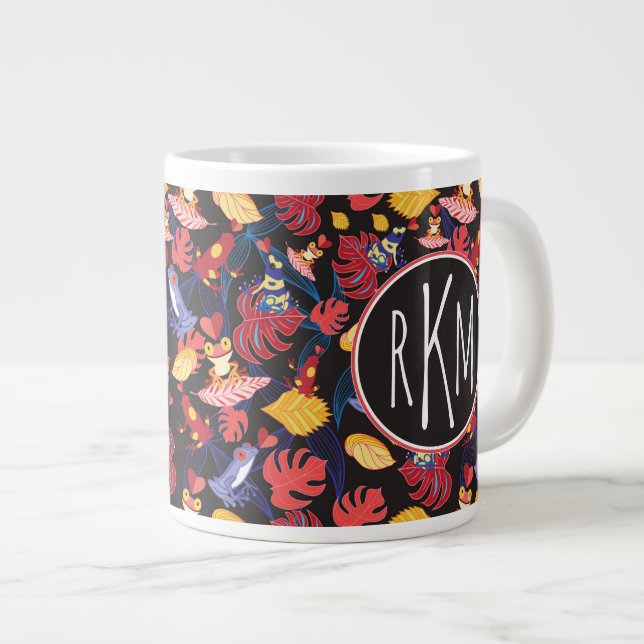 Pattern Of The Lovers Frogs | Monogram Giant Coffee Mug (Front Right)