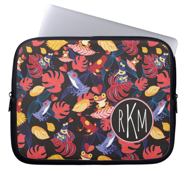 Pattern Of The Lovers Frogs | Monogram Laptop Sleeve (Front)