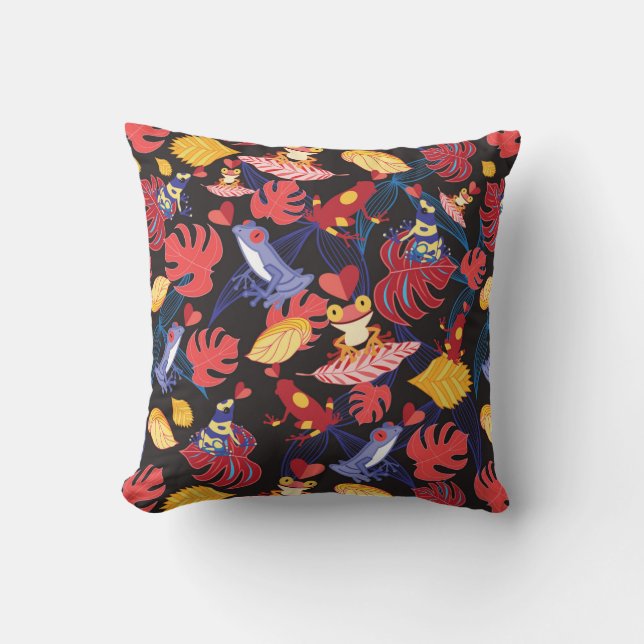 Pattern Of The Lovers Frogs Throw Pillow (Front)