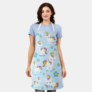 Pattern Of Unicorns, Cute Unicorns, Flowers Apron