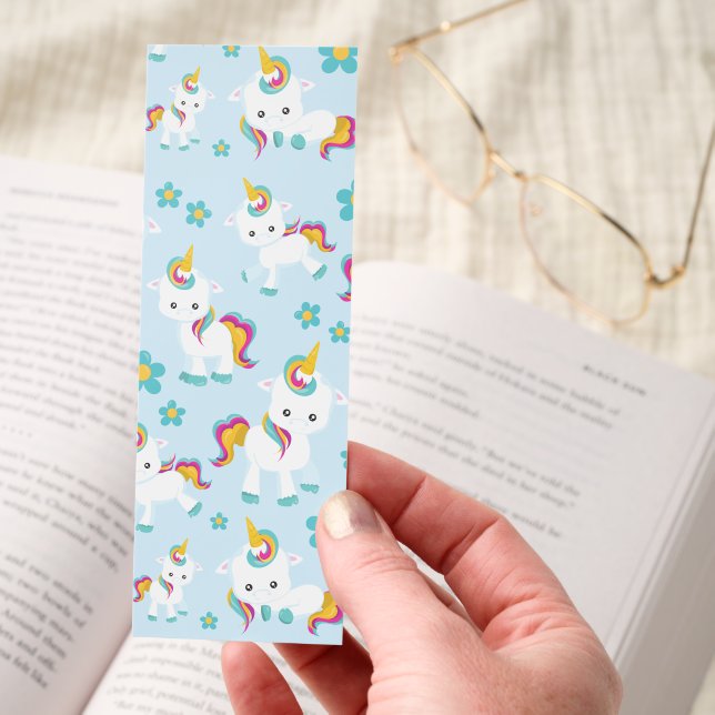 Pattern Of Unicorns, Cute Unicorns, Flowers Bookmarks (Hand)