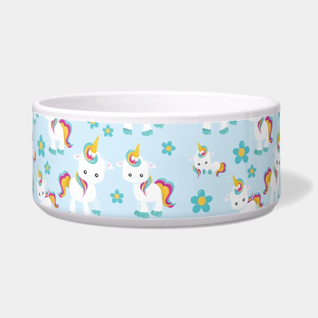 Pattern Of Unicorns, Cute Unicorns, Flowers Bowl (Front)
