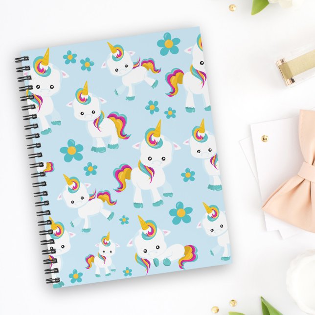Pattern Of Unicorns, Cute Unicorns, Flowers Notebook (Creator Uploaded)
