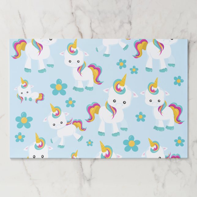 Pattern Of Unicorns, Cute Unicorns, Flowers Paper Pad (Front)
