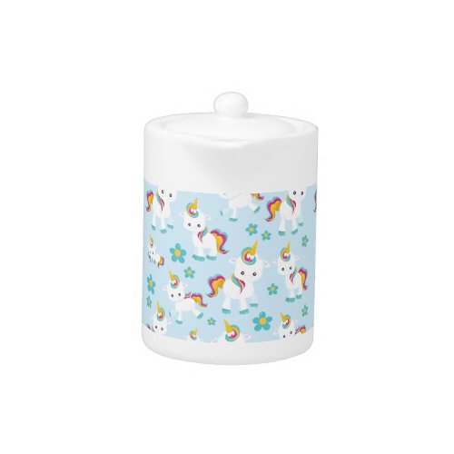 Pattern Of Unicorns Cute Unicorns Flowers Teapot