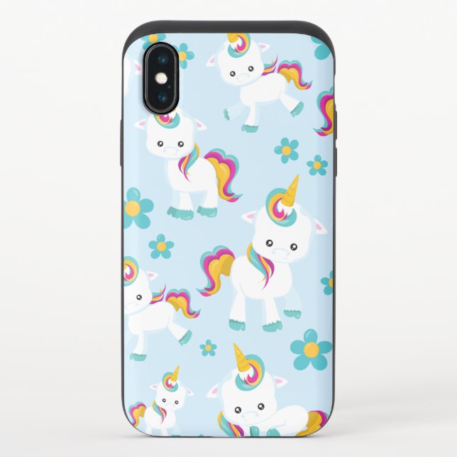 Pattern Of Unicorns, Cute Unicorns, Flowers Uncommon iPhone Case (Back)