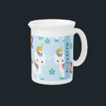 Pattern Of Unicorns, Cute Unicorns, Your Name Beverage Pitcher<br><div class="desc">Cute,  fun and adorable unicorns and flowers. Modern and trendy gift,  perfect for the unicorn lover in your life. Personalize by adding your name,  nickname,  monogram or initials.</div>