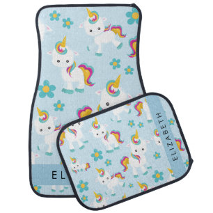 Pattern Of Unicorns, Cute Unicorns, Your Name Car Floor Mat