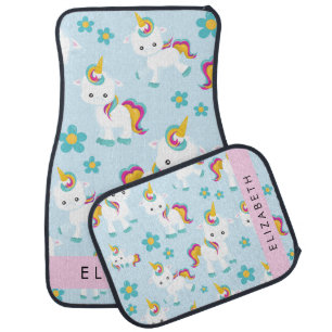 Pattern Of Unicorns, Cute Unicorns, Your Name Car Floor Mat