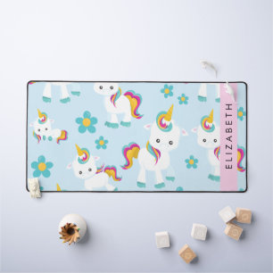 Pattern Of Unicorns, Cute Unicorns, Your Name Desk Mat