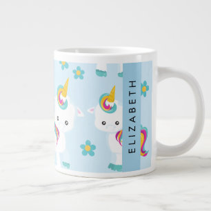 Pattern Of Unicorns, Cute Unicorns, Your Name Giant Coffee Mug