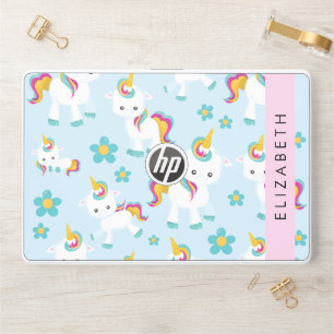 Pattern Of Unicorns, Cute Unicorns, Your Name HP Laptop Skin