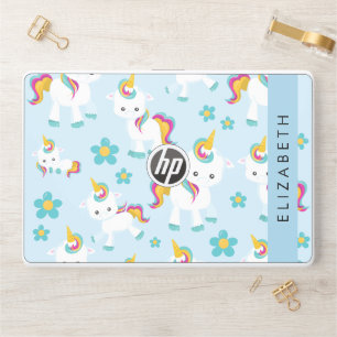 Pattern Of Unicorns, Cute Unicorns, Your Name HP Laptop Skin