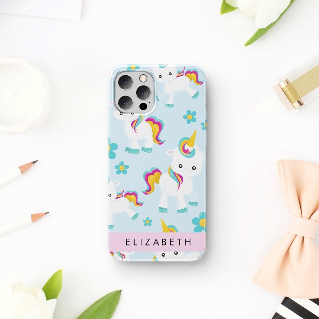 Pattern Of Unicorns, Cute Unicorns, Your Name Iphone Case (Creator Uploaded)
