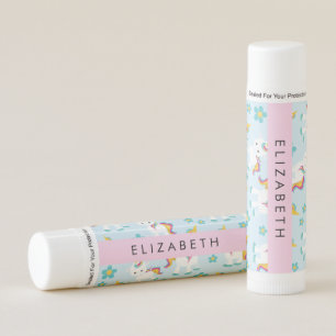 Pattern Of Unicorns, Cute Unicorns, Your Name Lip Balm