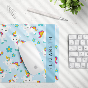 Pattern Of Unicorns, Cute Unicorns, Your Name Mouse Pad