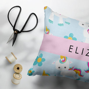Pattern Of Unicorns, Cute Unicorns, Your Name Pillow Case