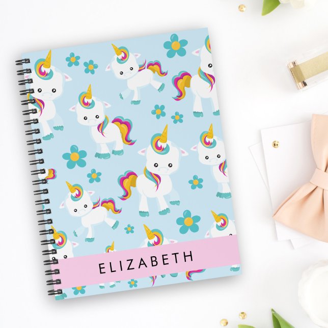 Pattern Of Unicorns, Cute Unicorns, Your Name Planner (Creator Uploaded)