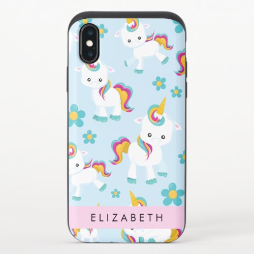 Pattern Of Unicorns Cute Unicorns Your Name iPhone X Slider Case