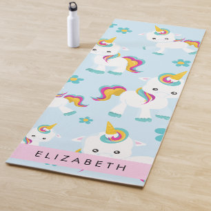 Pattern Of Unicorns, Cute Unicorns, Your Name Yoga Mat