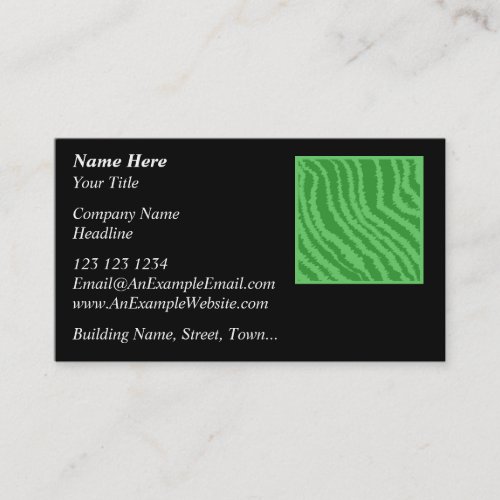 Pattern of Wavy Green Stripes. Business Card Template