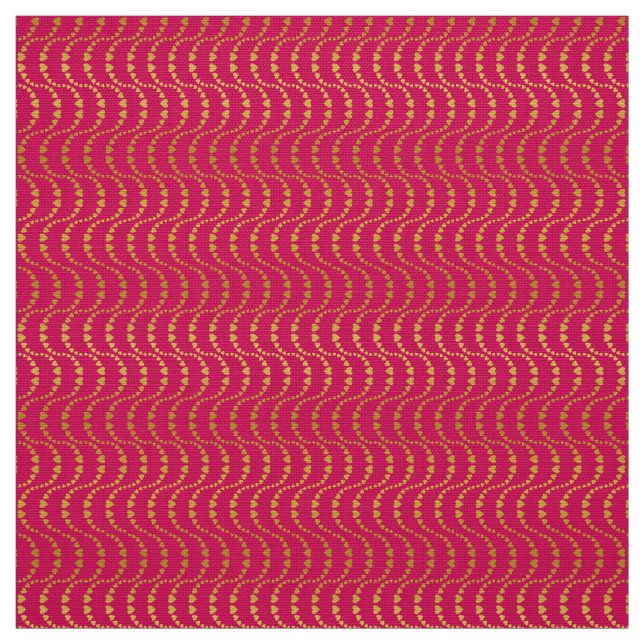 Pattern of Wavy  Hearts in gold color Fabric (Swatch)