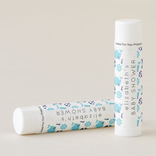 Pattern Of Whales Blue Whales Baby Shower Lip Balm